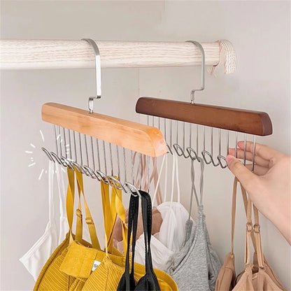 2 علاقات تخزين خشبية، 8 خطافات للملابس الداخلية،