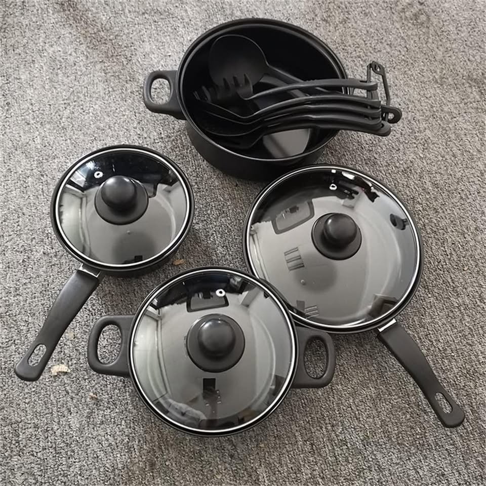 Ensemble de Batterie de Cuisine 13 Pcs, Casseroles, Poêles et Ustensiles