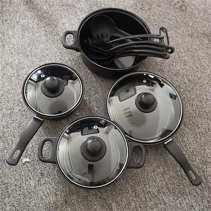 Ensemble de Batterie de Cuisine 13 Pcs, Casseroles, Poêles et Ustensiles