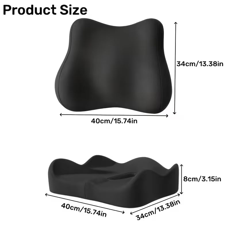 Pack Coussin de Siège + Support Lombaire Voiture — Mousse à Mémoire