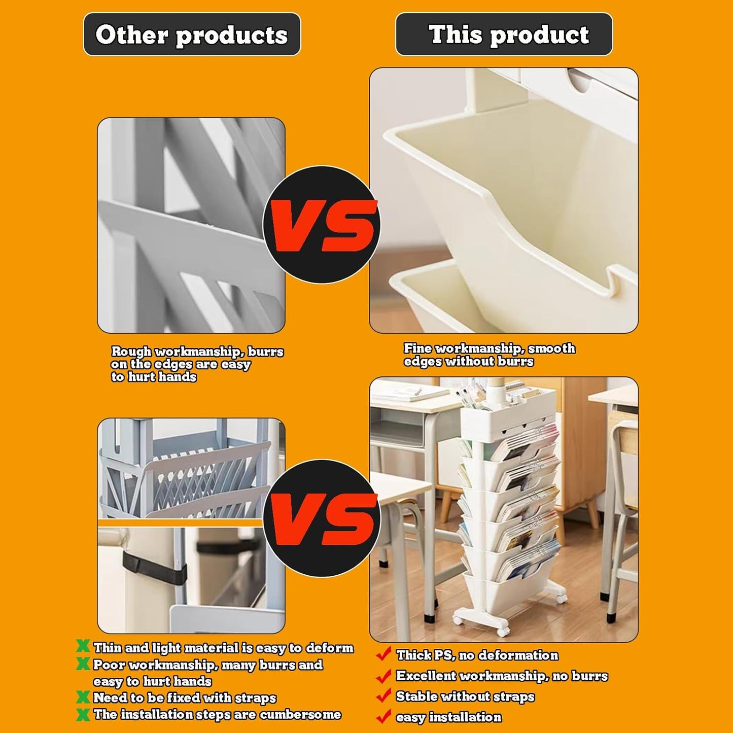 عربة تخزين متنقلة بـ6 طبقات