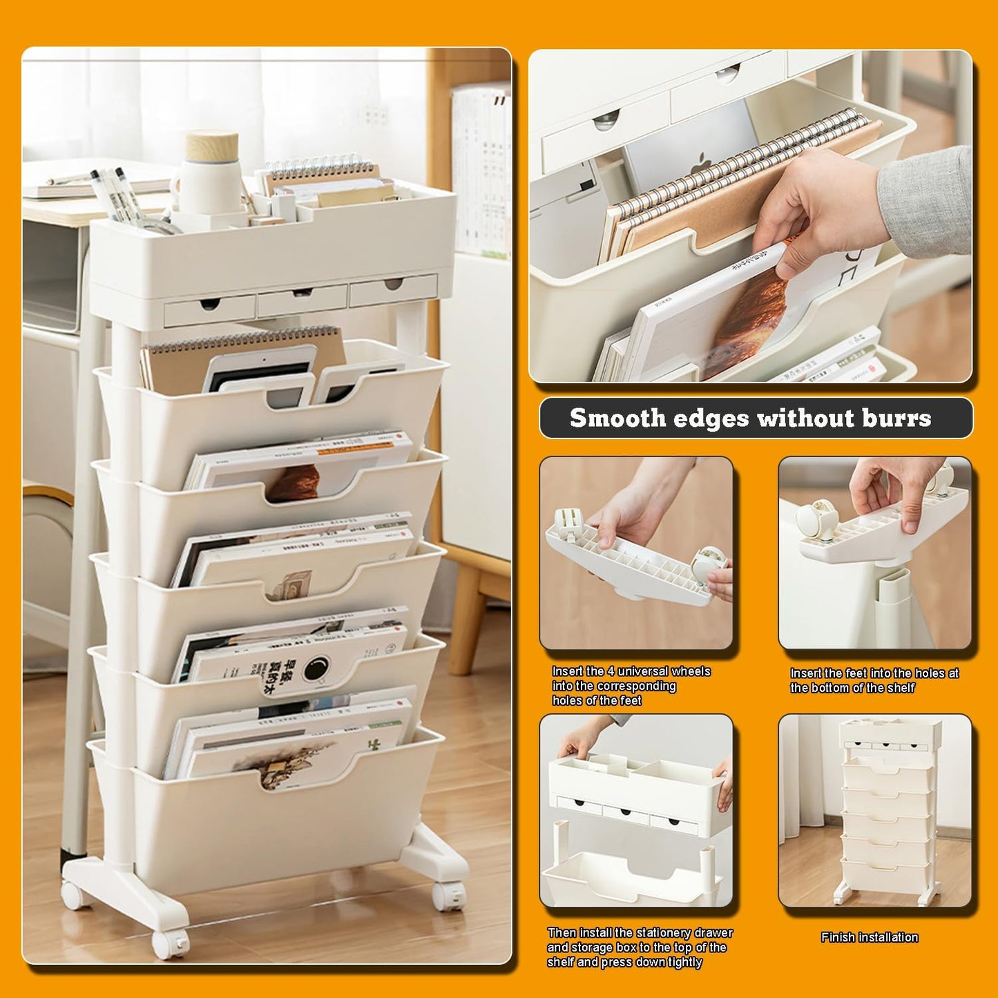 عربة تخزين متنقلة بـ6 طبقات