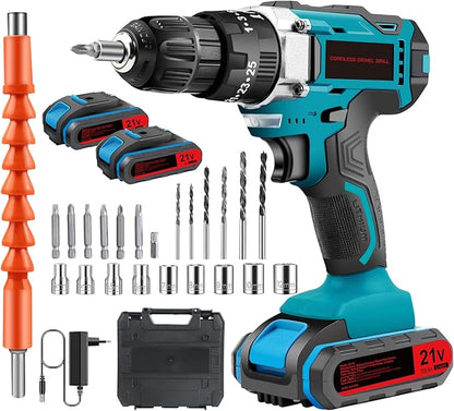 🔧⚡ طقم مفك ومثقاب لاسلكي 21V