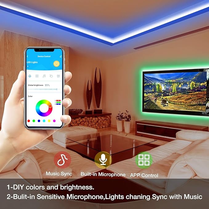 RGB LED، أي غرفة تولّي عصرية، دافئة، أو حفلة بضغطة زر.